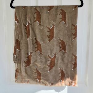 Brown Fox Print Infinity Scarf Woan's Fox Scarf